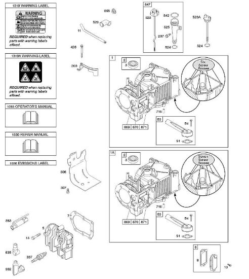 F - Cilindro, testata, lubrificazione, manuale per l'uso, etichetta di avvertenza B&S - 10 €¦ 10T502-1111-B1 brand Stihl